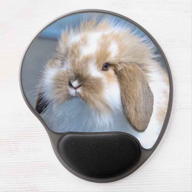 Fuzzy Holland Mini Dwarf Lop Bunny Rabbit Gel Mouse Pad (Front)