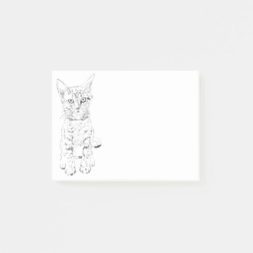 Fuzzy Kitten Sketch Cat Drawing landscape Post_it Notes