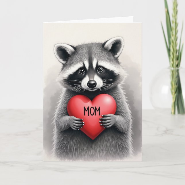 Fuzzy Mom Heart Illustration Card (Front)