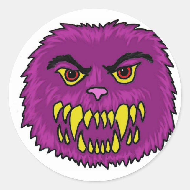Fuzzy Monster Art Classic Round Sticker (Front)