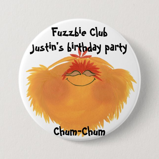 Fuzzy Monster Cartoon Character Button (Front)