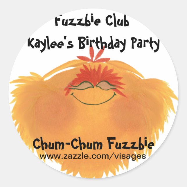 Fuzzy Monster Cartoon Character Classic Round Sticker (Front)