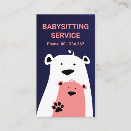 Fuzzy Mother Babysitting Cute Bear Babysitter Business Card