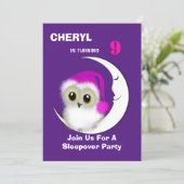 Fuzzy Night Owl Sleepover Personalized Invitation (Standing Front)