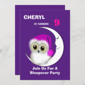 Fuzzy Night Owl Sleepover Personalized Invitation (Front/Back)