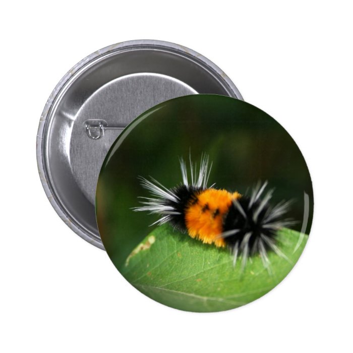 Fuzzy Orange and Black Bug Button