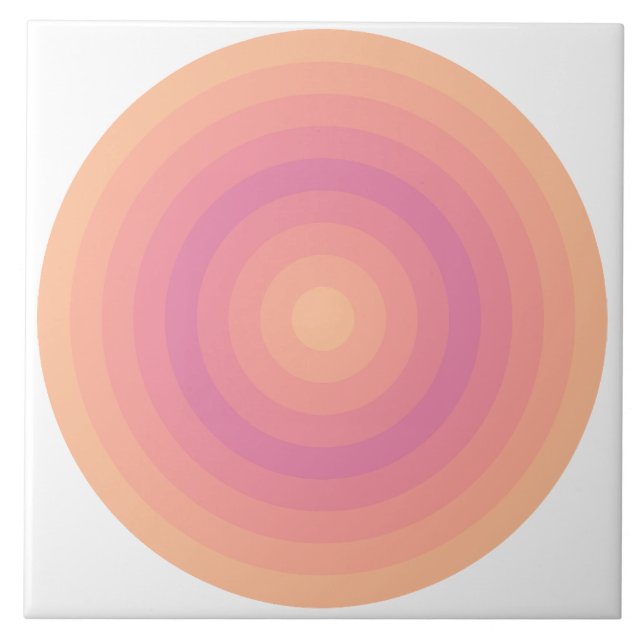 Fuzzy Peach Aurora Pink Circles Ceramic Tile  (Front)