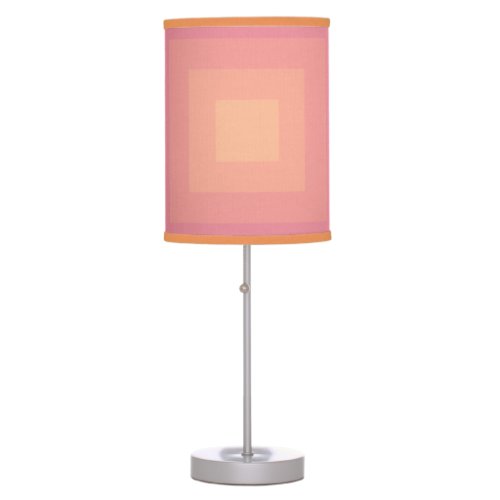 Fuzzy Peach Aurora Pink Squares Table Lamp