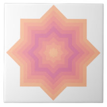 Fuzzy Peach Aurora Pink Stars Ceramic Tile