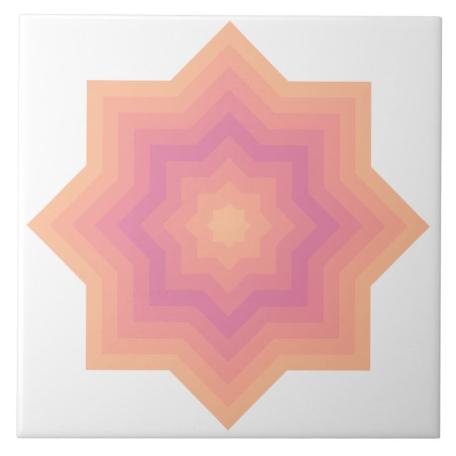 Fuzzy Peach Aurora Pink Stars Ceramic Tile (Front)