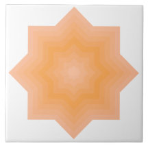 Fuzzy Peach Blazing Orange Stars Ceramic Tile