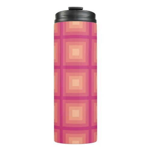 Fuzzy Peach Pinky Arrow Square Pattern Thermal Tumbler