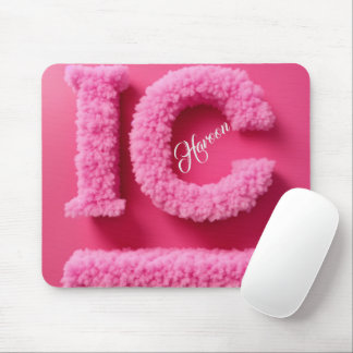Fuzzy Pink Alphabet Style Mouse Pad Gift