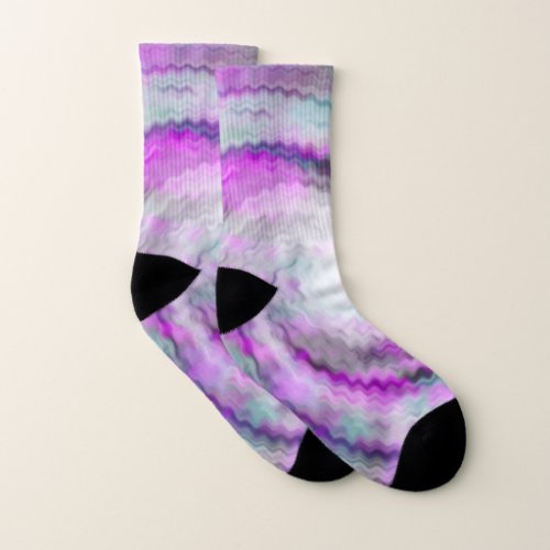 Fuzzy Pink Whirl Tie Dye Socks