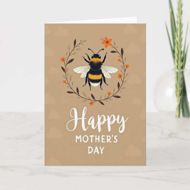 Fuzzy Pollinator Mothers Day Card (Front)