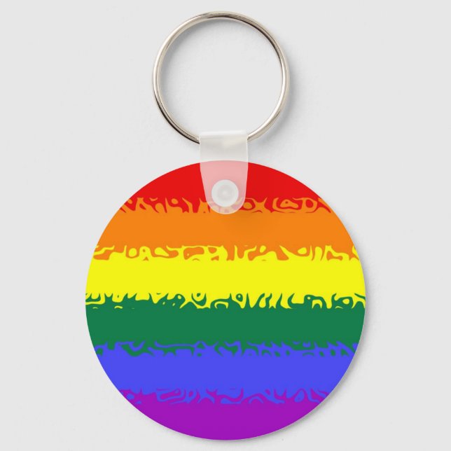 Fuzzy Rainbow Flag Keychain (Front)