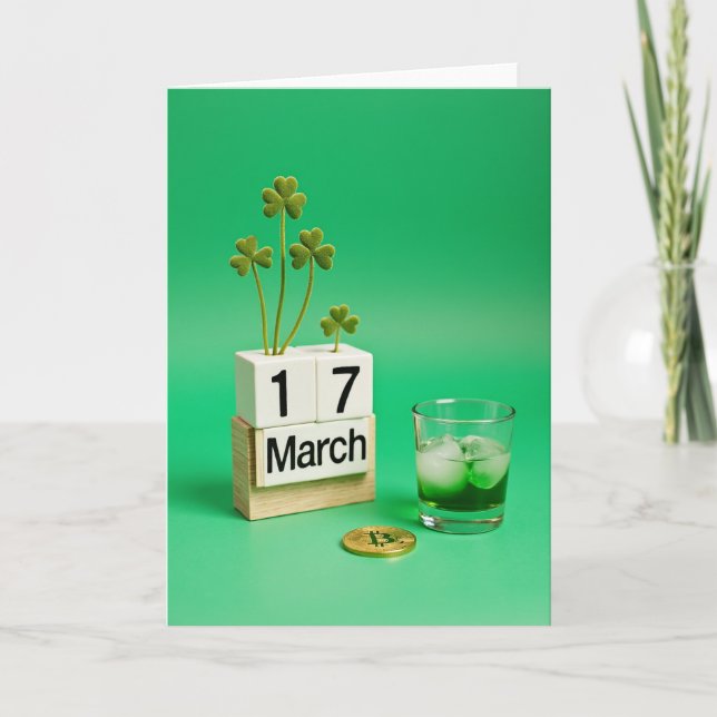 Fuzzy Shamrock Glitter Texture Card (Front)