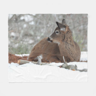 Fuzzy White Tailed Deer Fawn Fleece Blanket