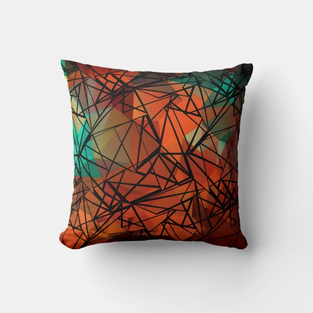 FuzzyFoxArt , polygon Throw Pillow (Front)