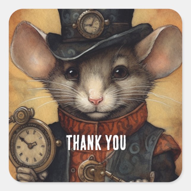 Fuzzypaws steampunk square sticker (Front)