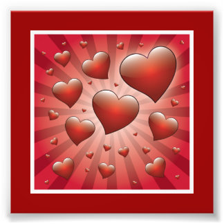FVHWRV REDS RAYS HEARTS LOVE FRIENDSHIP FLIRTING PHOTO PRINT
