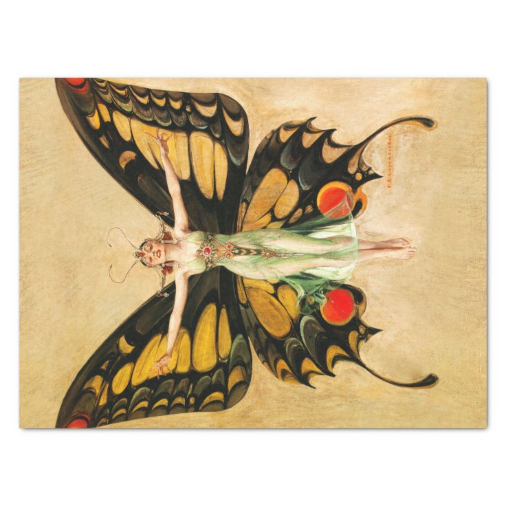 FX Leyendecker Butterfly Decoupage Art Deco Tissue Paper Zazzle