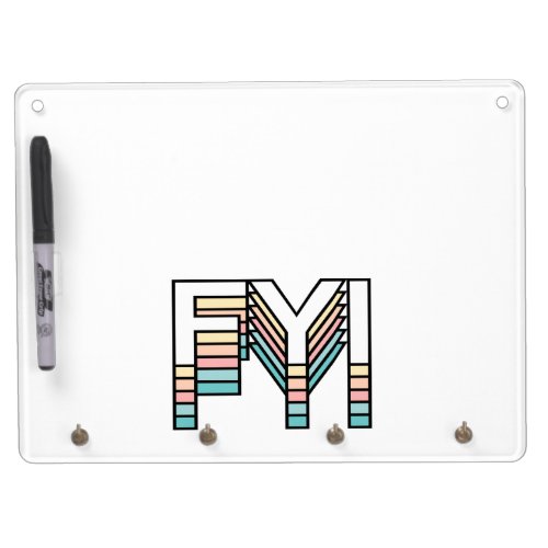 FYI Pastel Retro Aesthetic Modern Typography Dry Erase Board With Keychain Holder