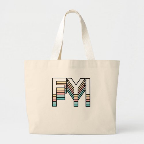 FYI Pastel Retro Aesthetic Modern Typography Large Tote Bag