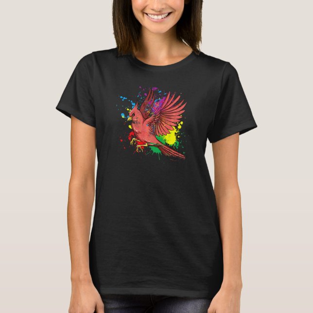 Fying Splash Cardinal Bird T-Shirt (Front)