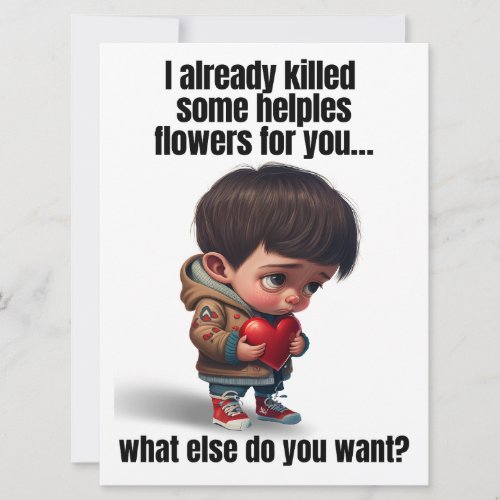 FynnyCute Valentines day cardSarcastic quote Holiday Card