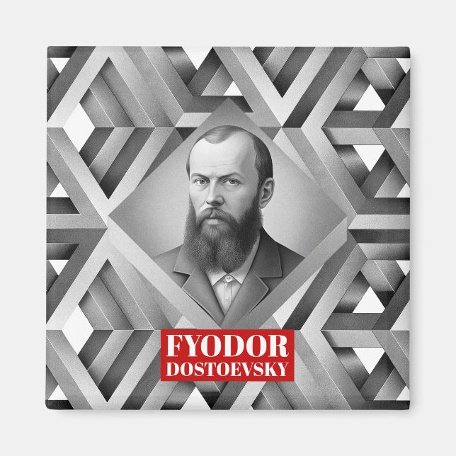 Fyodor Dostoevsky - Geometric elegant style Magnet (Front)