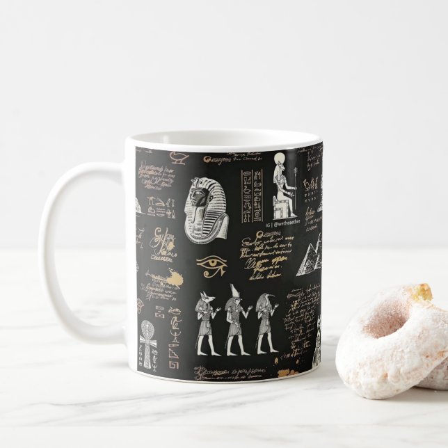 G90Pharaoh with the hammer Hieroglyphs  Coffee Mug (With Donut)