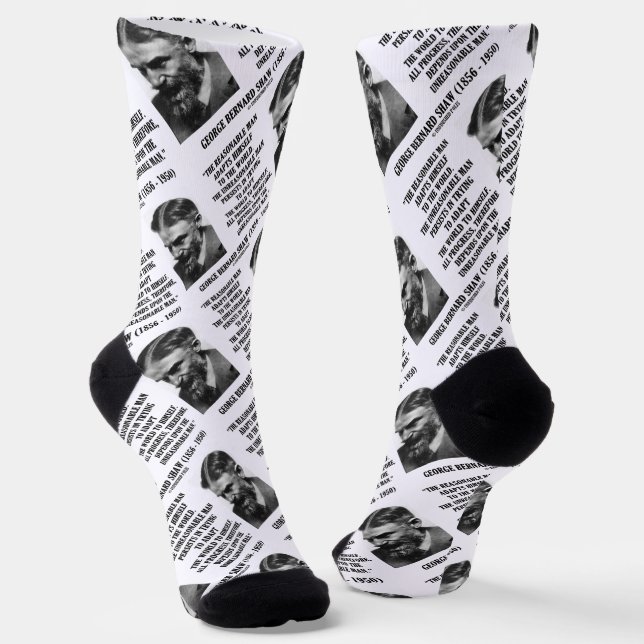 G. B. Shaw Progress Depends Upon Unreasonable Man Socks (Angled)