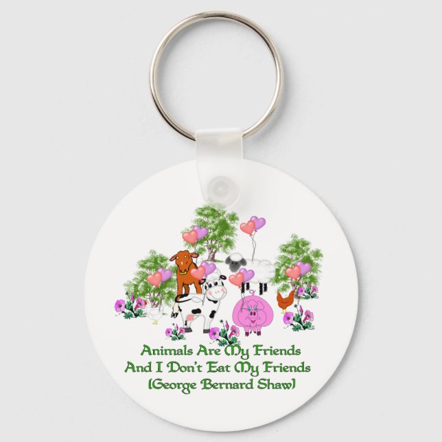 G. B. Shaw Vegetarian Quote Keychain (Front)
