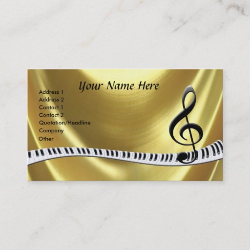 Customizable G-Clef Gold Piano Keyboard Business Card