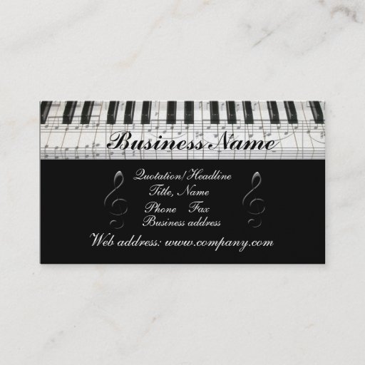 Customizable G-Clef Music Notes Piano Keyboard Business Card