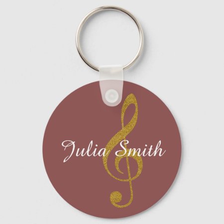 G-clef Musical Note Personalized With Name Keychain