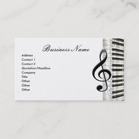 G-clef & Piano Keyboard Music Notes Business Cards