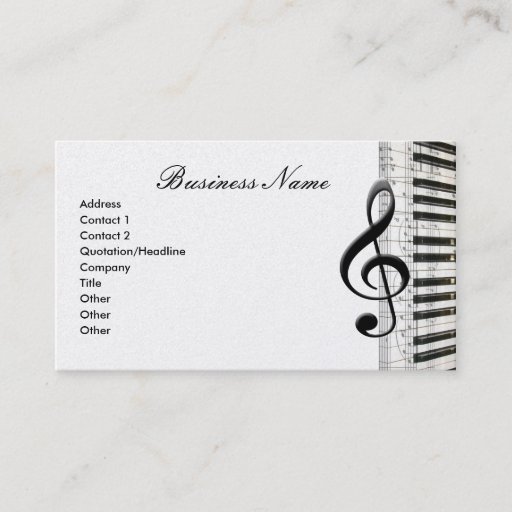 Customizable G-Clef &amp; Piano Keyboard Music Notes Business Cards