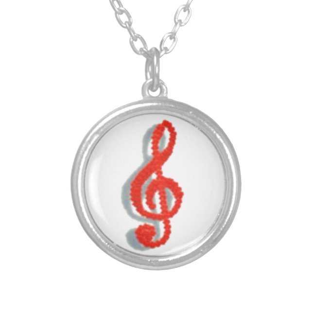 G Clef Silver Plated Necklace (Front)