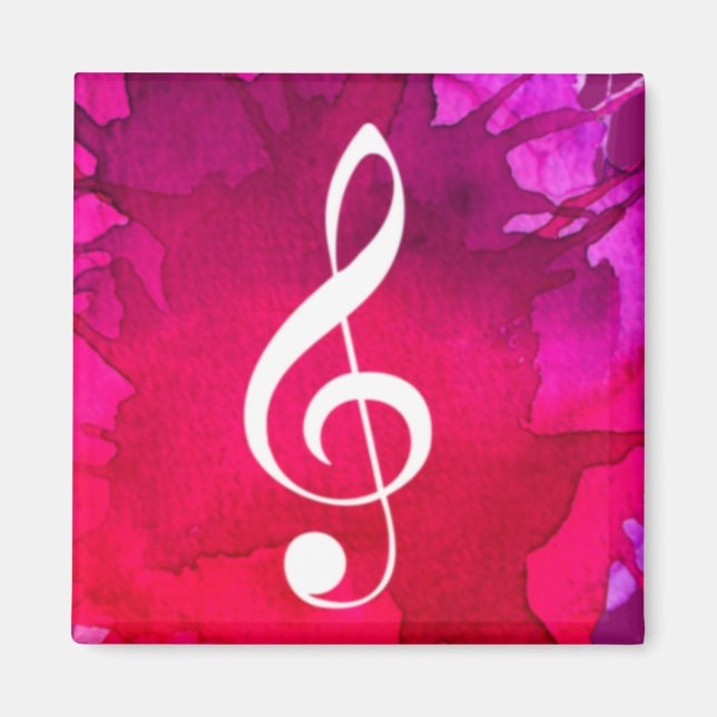 G Clef with Magenta background Magnet (Front)