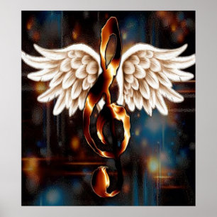 G Clef with Wings Poster