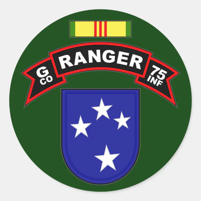 G Co, 75th Infantry Regiment - Rangers, Vietnam Classic Round Sticker ...