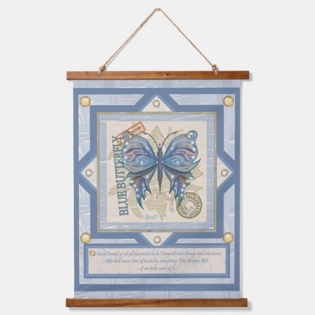 G Creation Office blue butterfly Hanging Tapestry (Front)