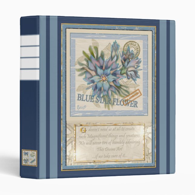 G Creation Office blue flower 3 Ring Binder (Front/Spine)