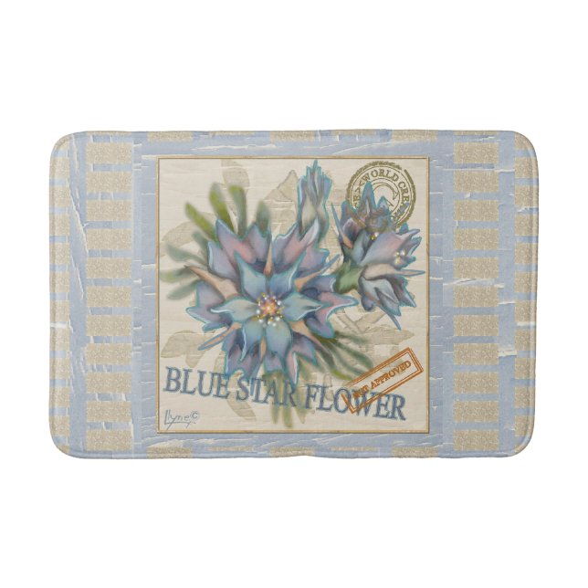 G Creation Office blue flower Bath Mat (Front)