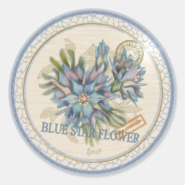 G Creation Office blue flower Classic Round Sticker (Front)