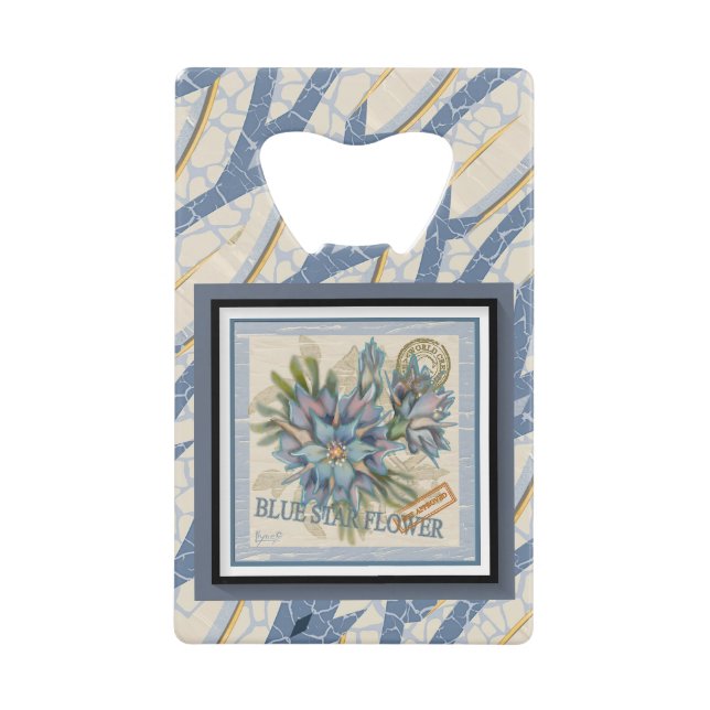 G Creation Office blue flower Credit Card Bottle Opener (Front)