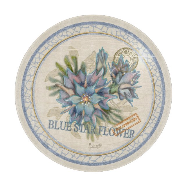 G Creation Office blue flower Cutting Board (Front)