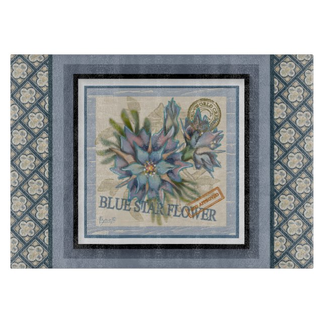 G Creation Office blue flower Cutting Board (Front)